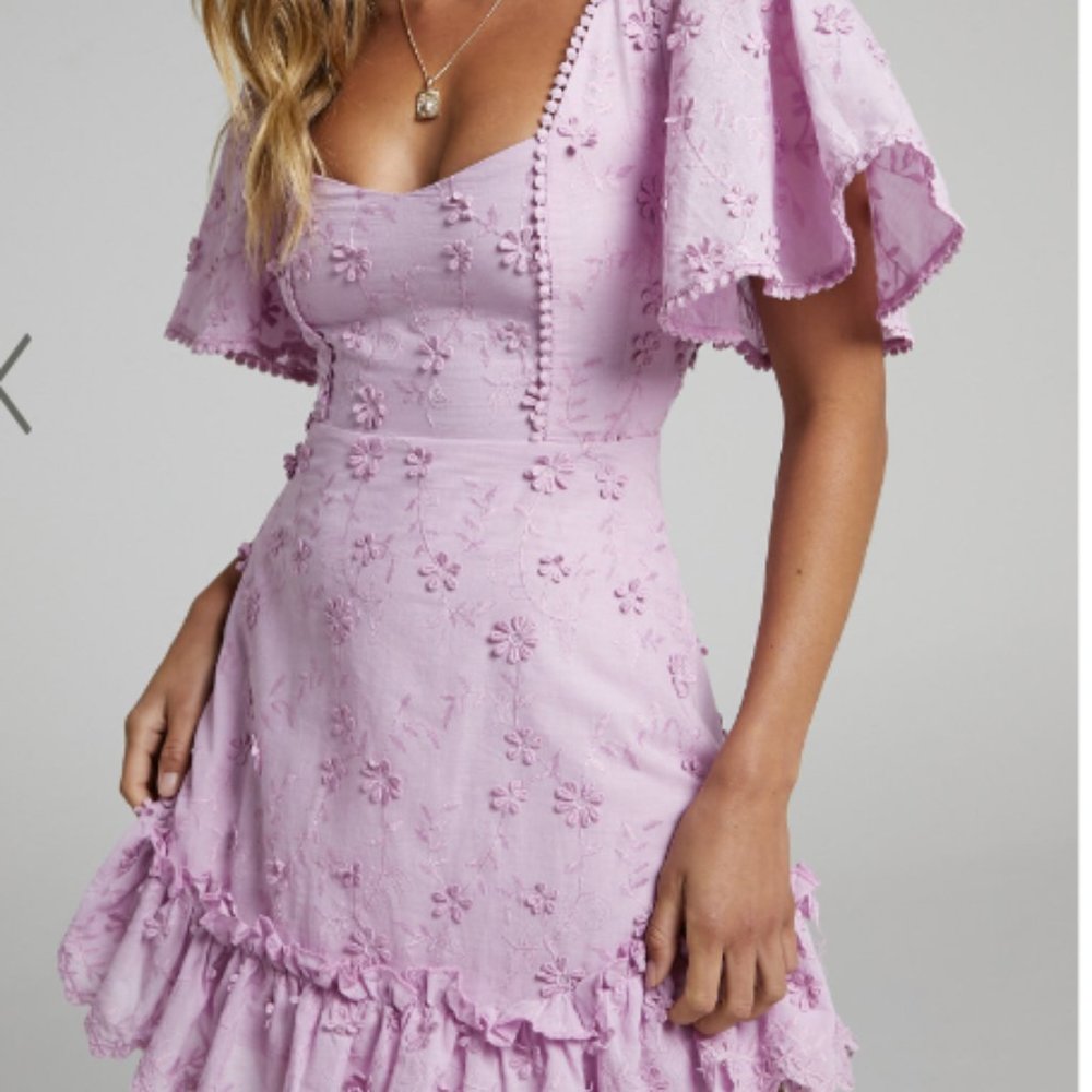 FANCY A SPRITZ MINI DRESS - SQUARE NECK DRESS IN LILAC